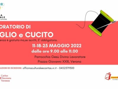 Officina culturale Borgo Roma - Laboratorio cucito 11-18-25 maggio